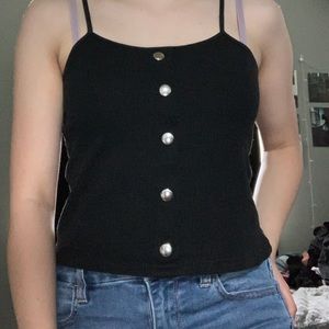 Adorable Black Button Down Tank Top Small